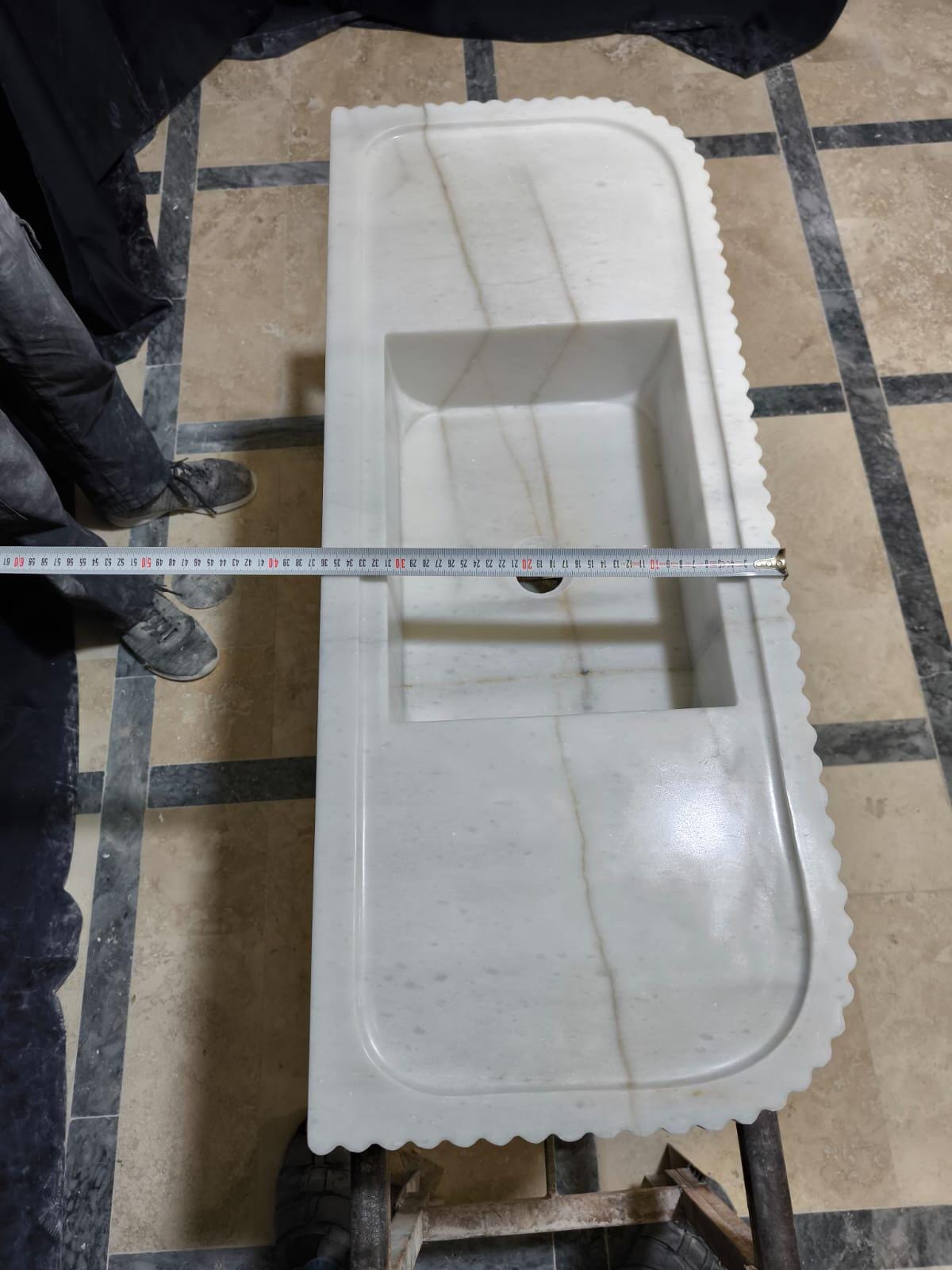 Handmade White Elegance Carrara Marble Wall-Mounted Sink