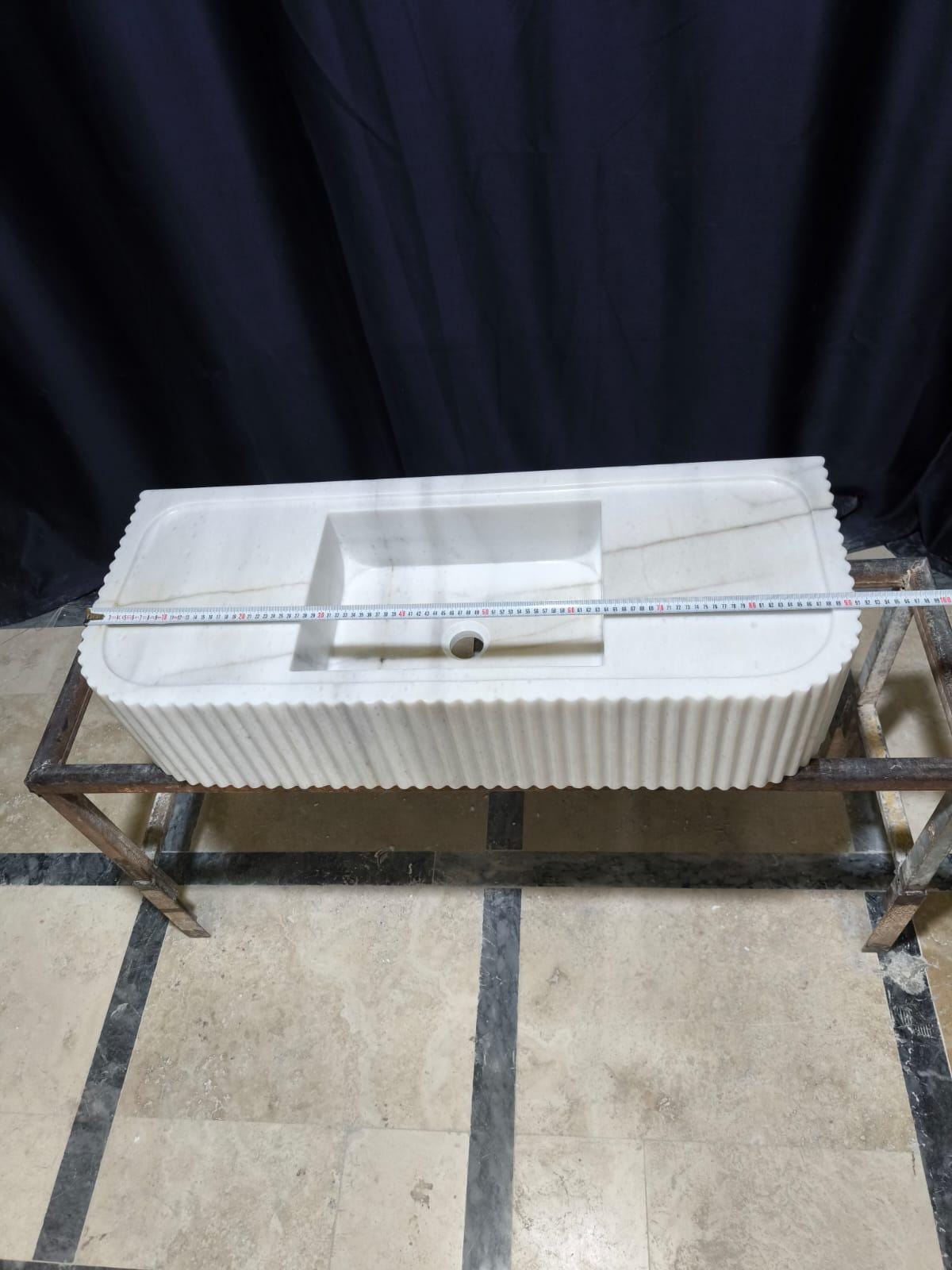 Handmade White Elegance Carrara Marble Wall-Mounted Sink