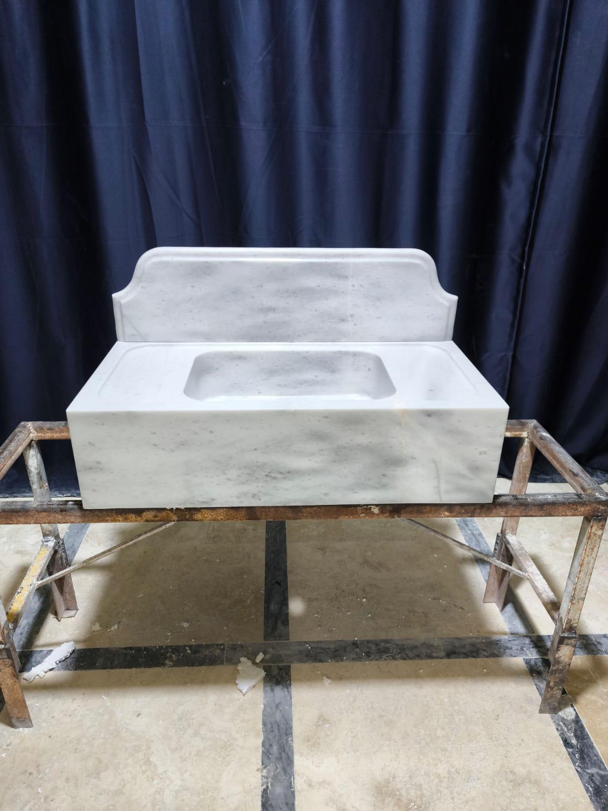 Carrara Marble Sink with Backsplash