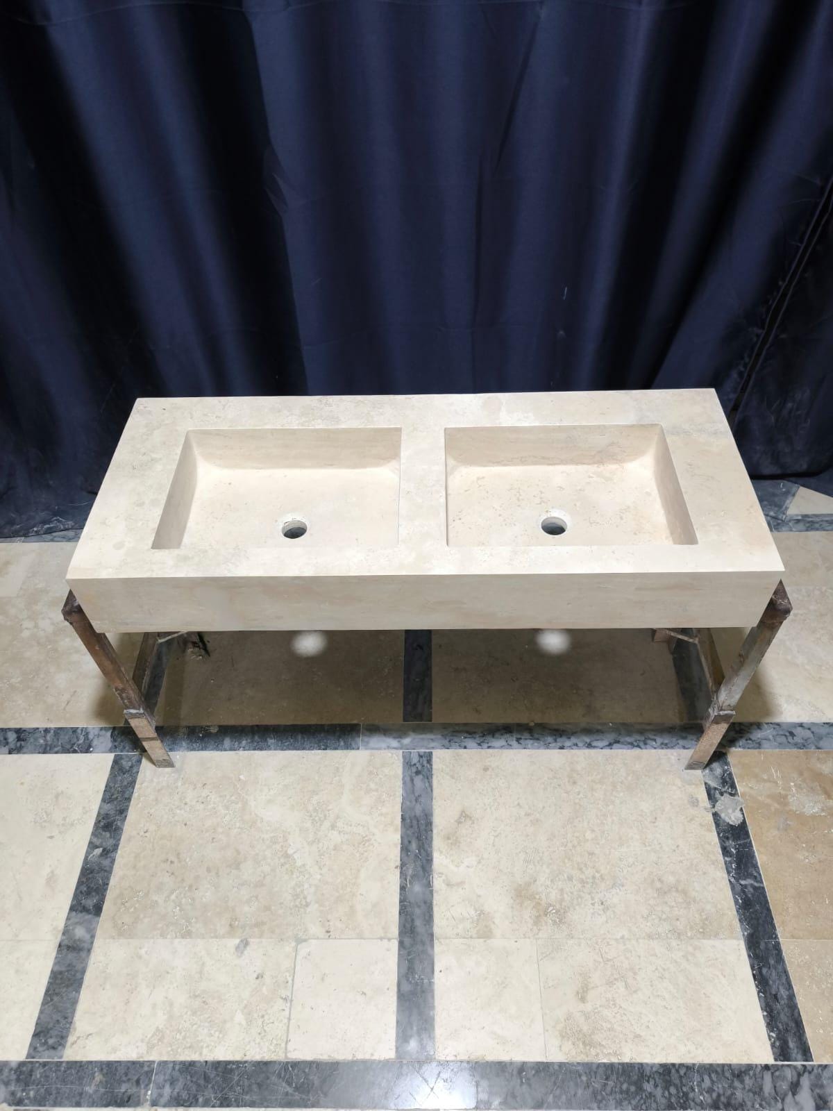 Custom Travertine Double Sink
