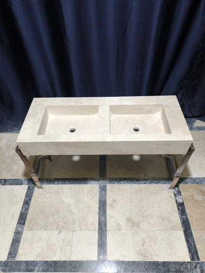 Custom Travertine Double Sink