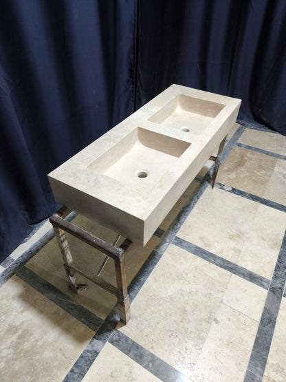 Custom Travertine Double Sink