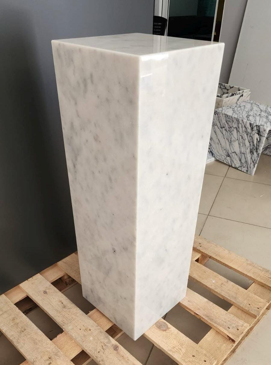 White Carrara Marble Side Table