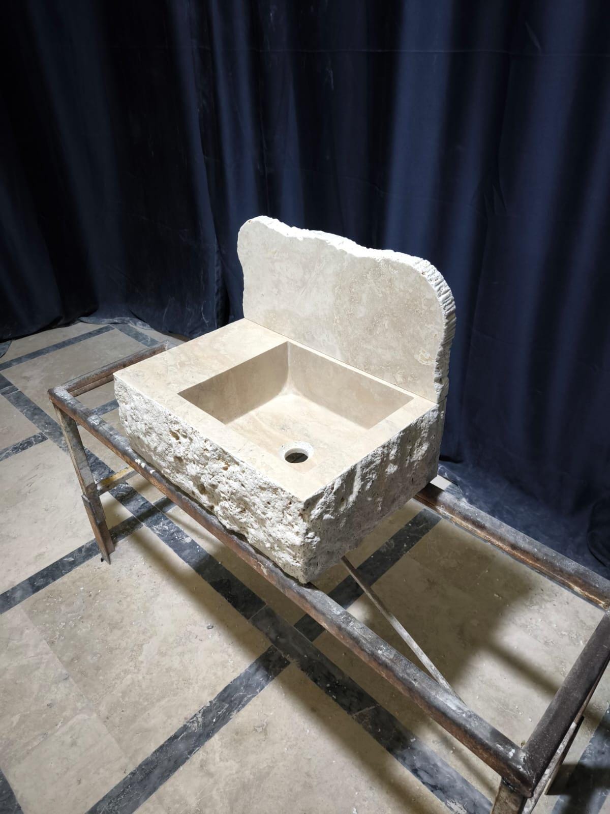 Travertine Sink with Backsplash