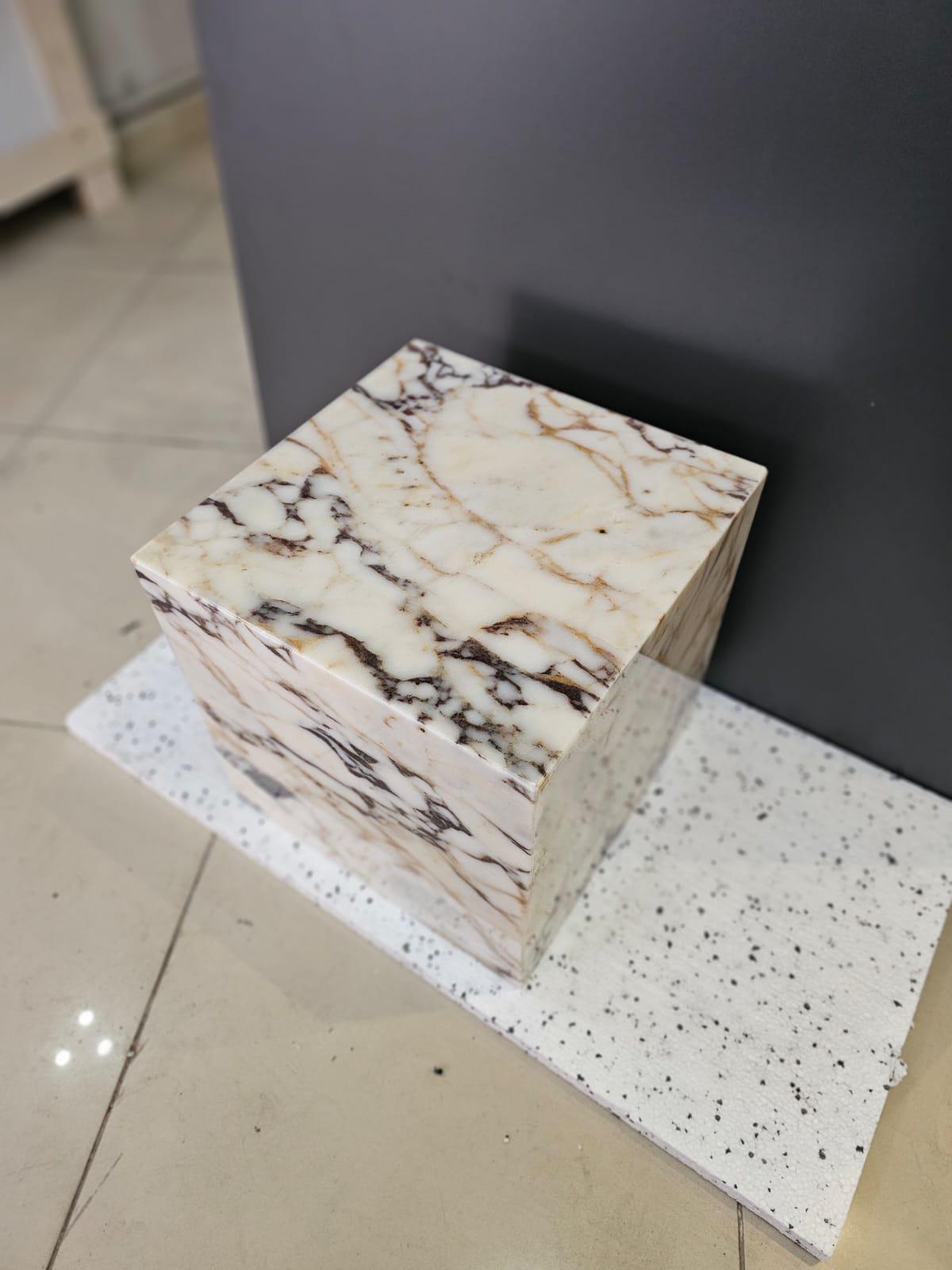 Calacatta Viola Marble Plinth Side Table