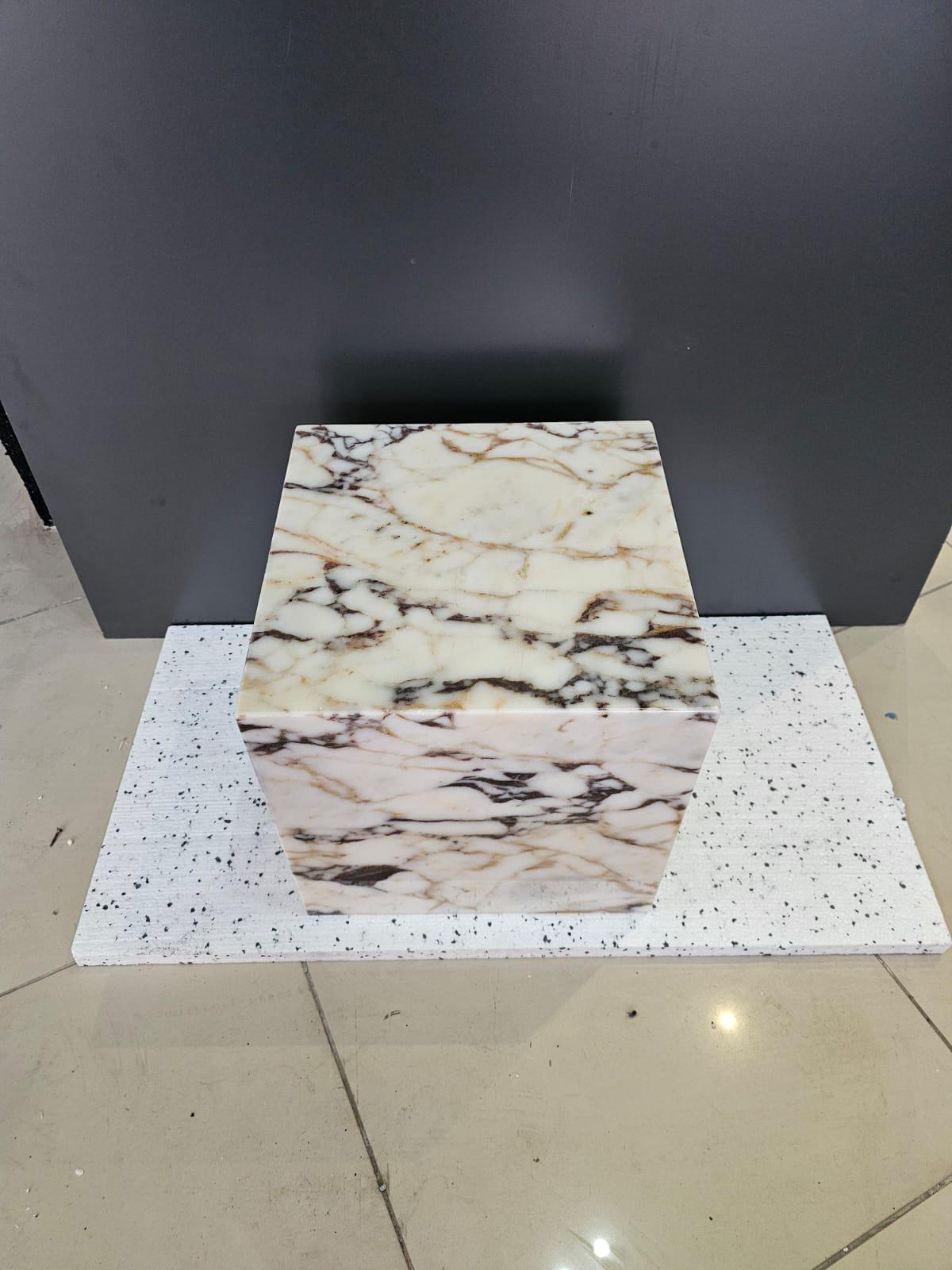 Calacatta Viola Marble Plinth Side Table