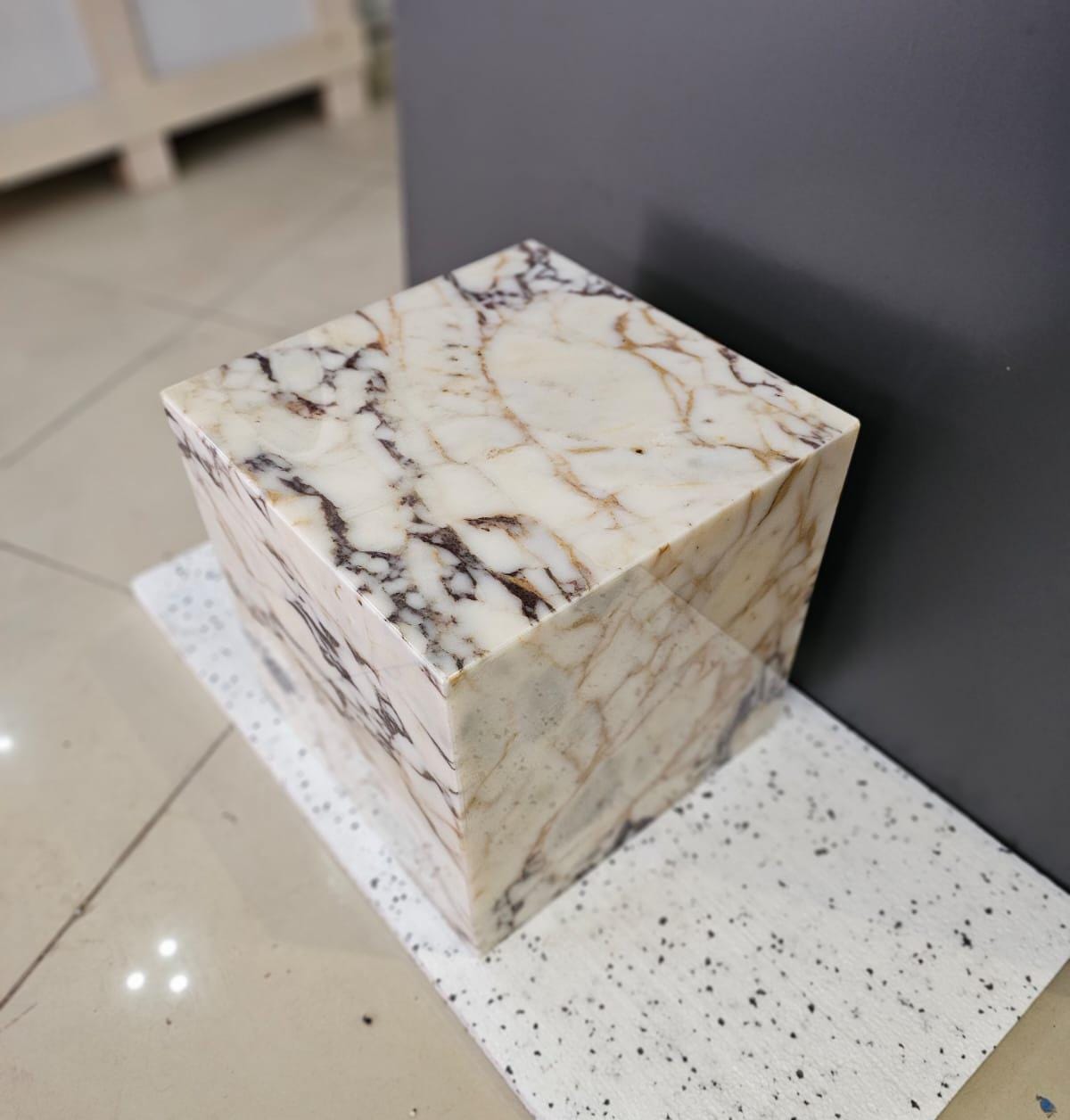 Calacatta Viola Marble Plinth Side Table