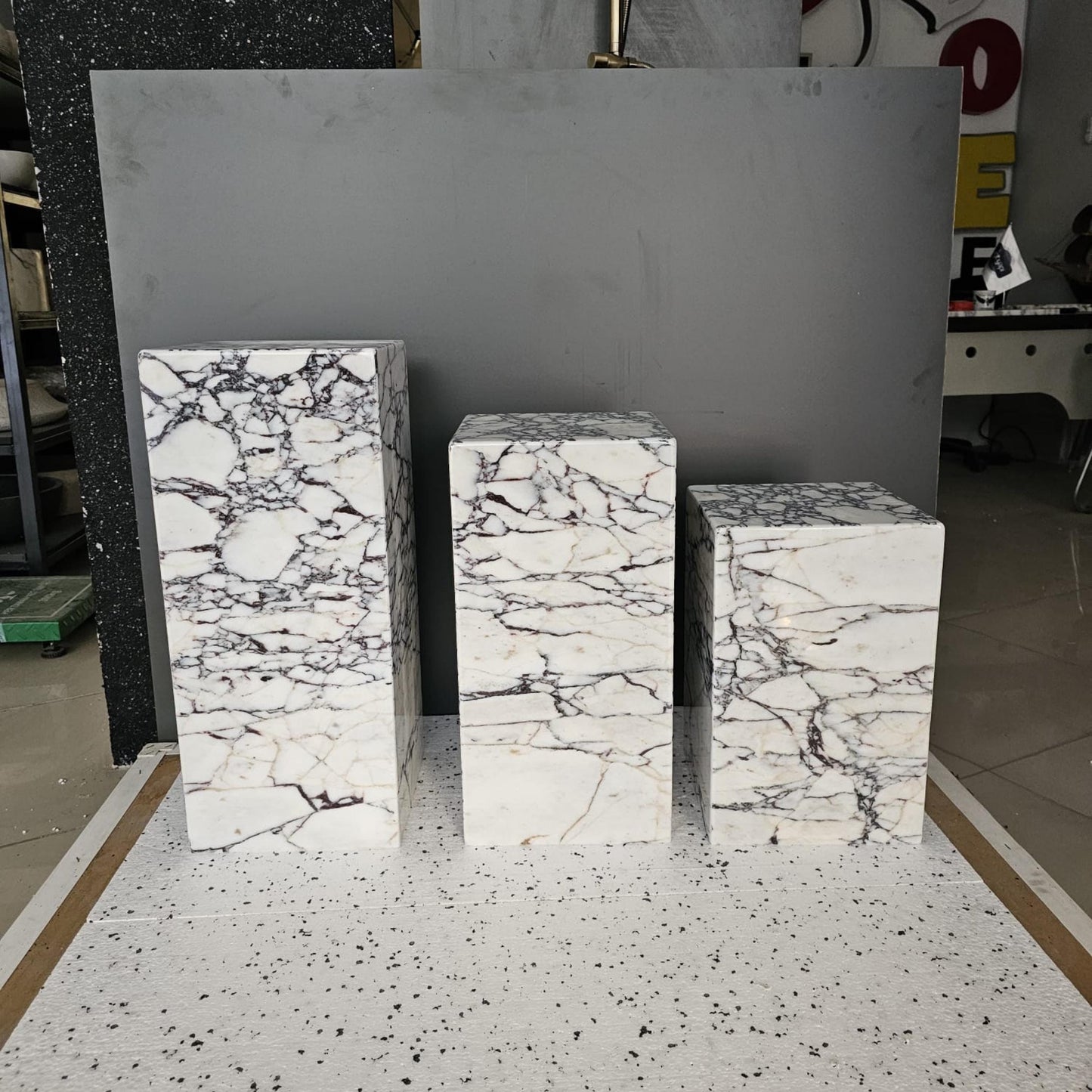Calacatta Viola Marble Plinth Table