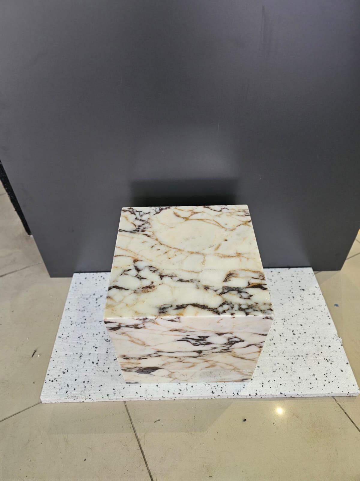 Calacatta Viola Marble Plinth Side Table