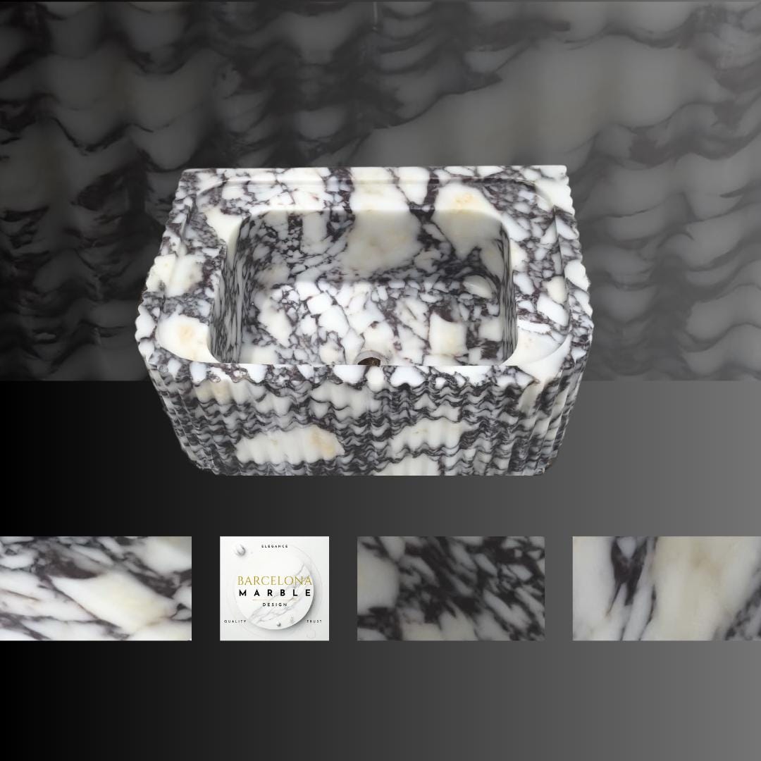 Calacatta Viola Fluted Marble Sink