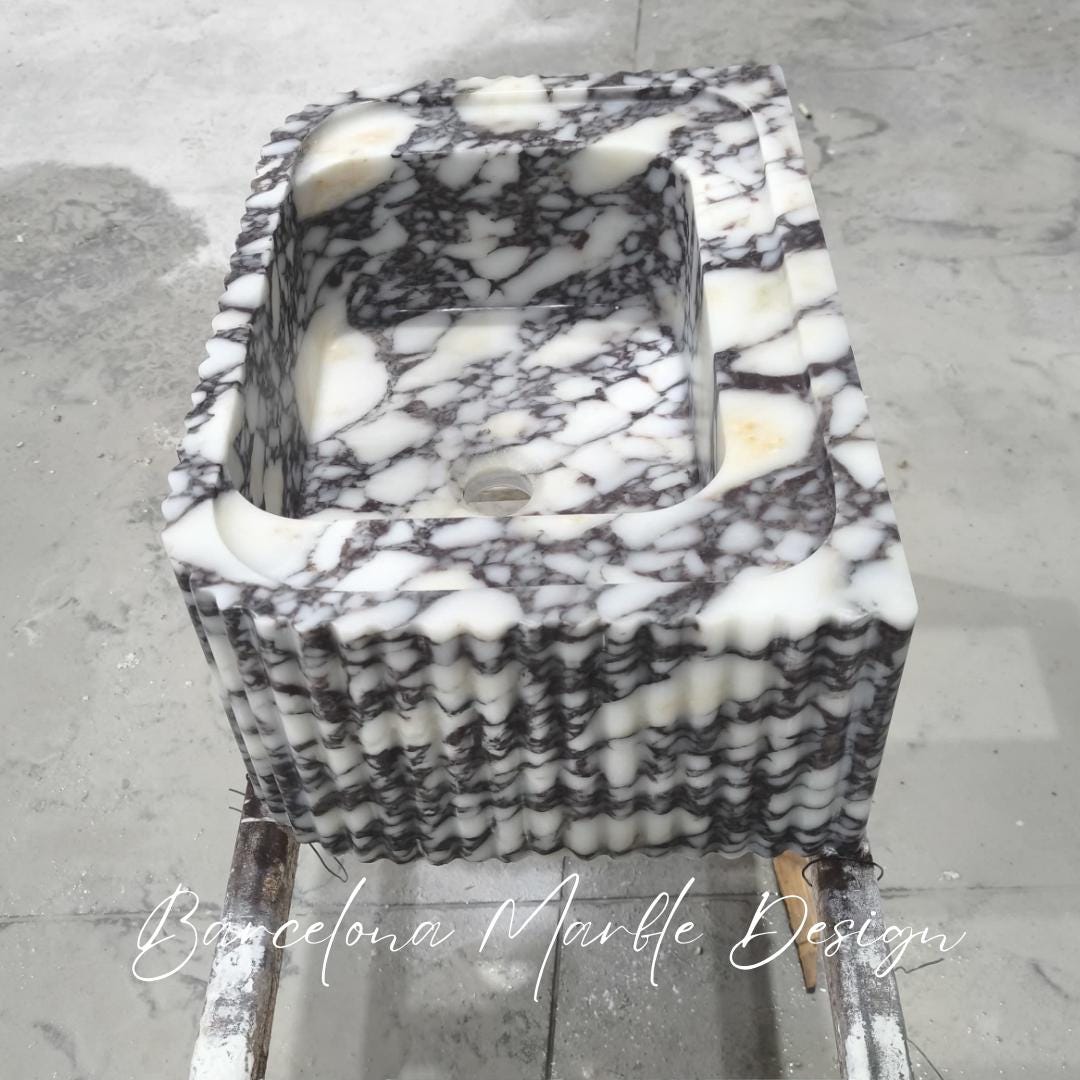 Calacatta Viola Fluted Marble Sink
