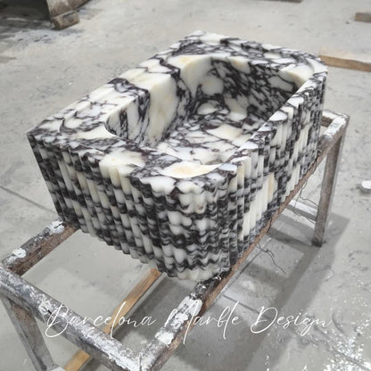 Calacatta Viola Fluted Marble Sink