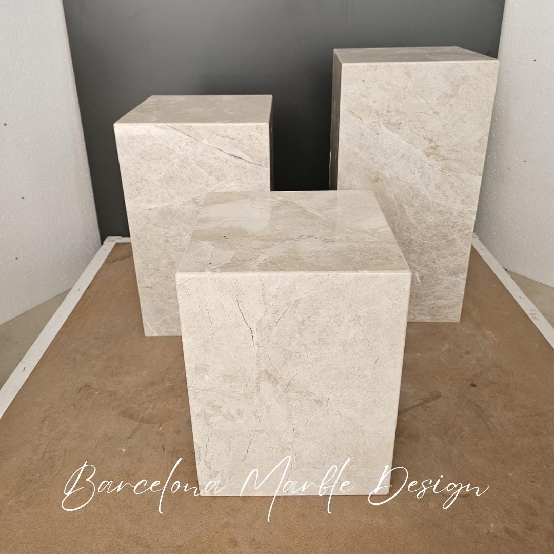 Beige Marble Plinth Table