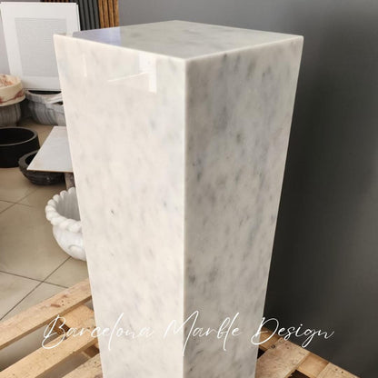 White Carrara Marble Side Table