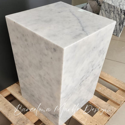 White Carrara Marble Side Table