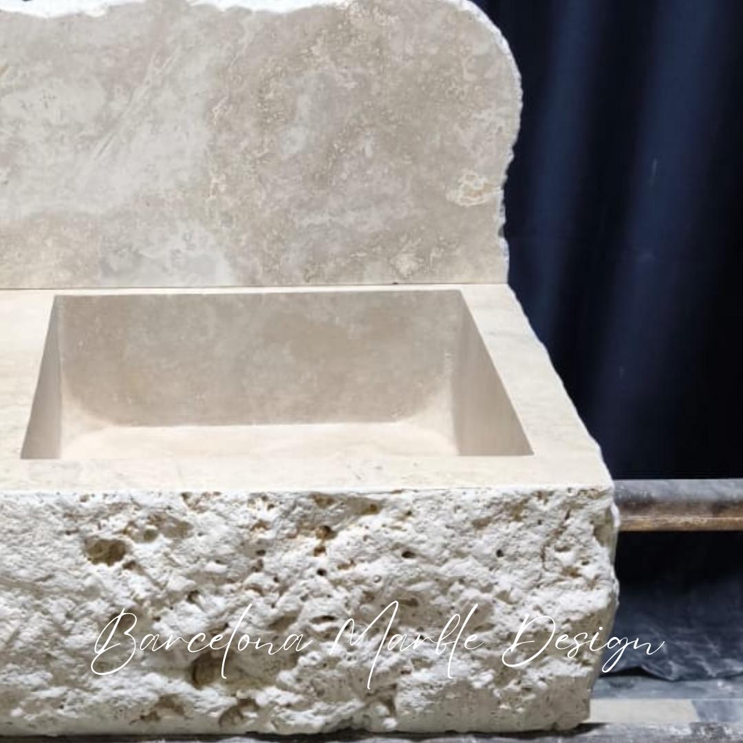 Travertine Sink with Backsplash