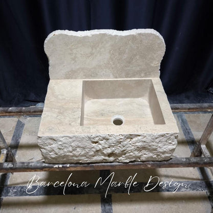 Travertine Sink with Backsplash