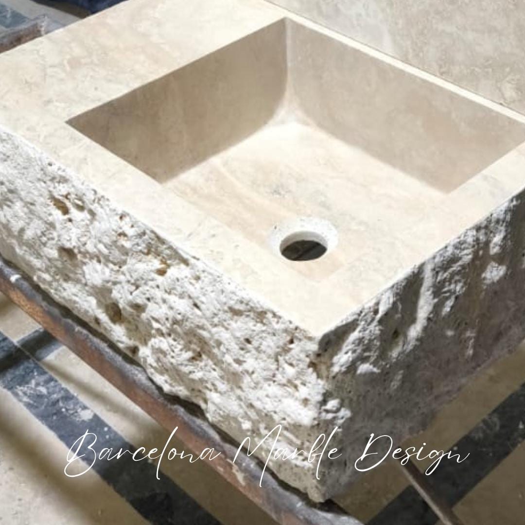 Travertine Sink with Backsplash