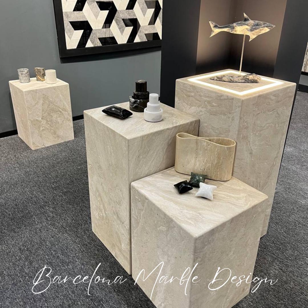 Travertine Plinth Side Table
