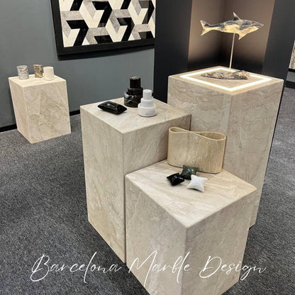 Travertine Plinth Side Table
