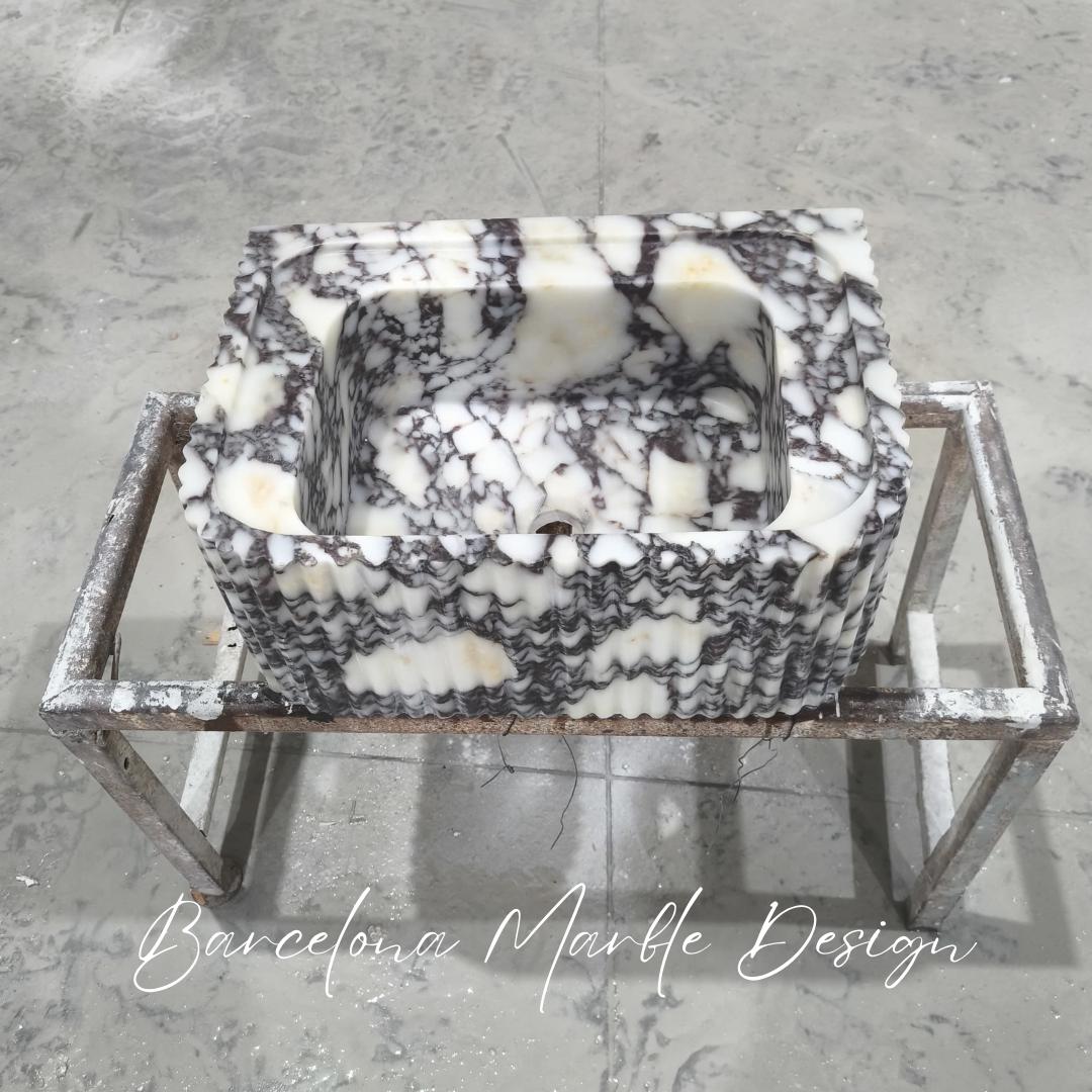 Calacatta Viola Fluted Marble Sink