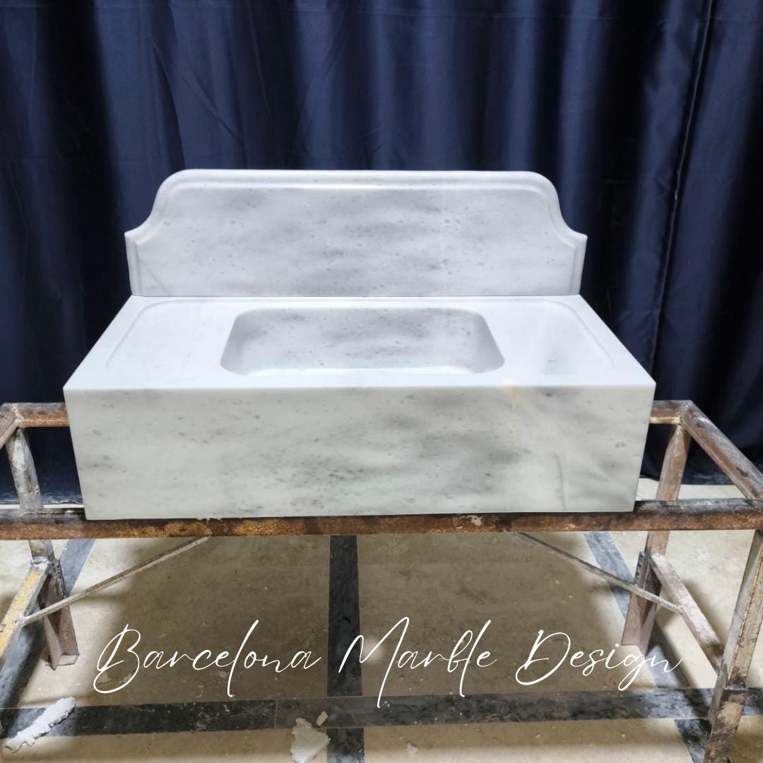 Carrara Marble Sink with Backsplash