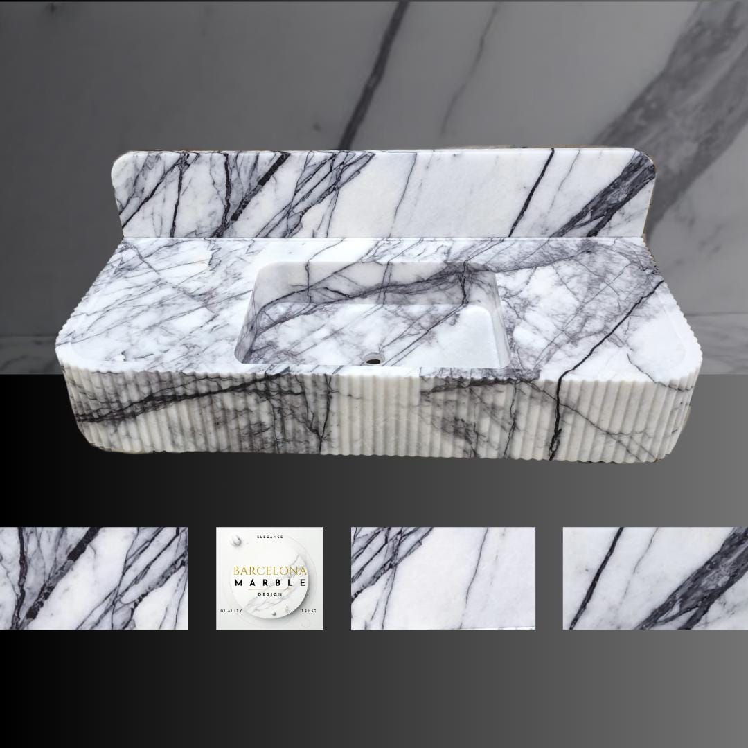 Lilac Marble Sink with Backsplash