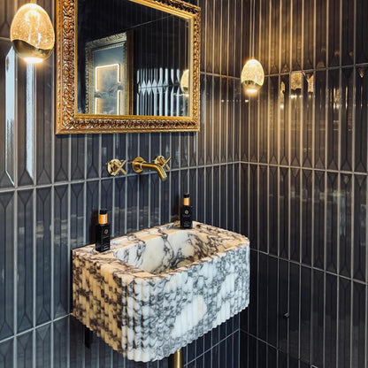 Calacatta Viola Fluted Marble Sink
