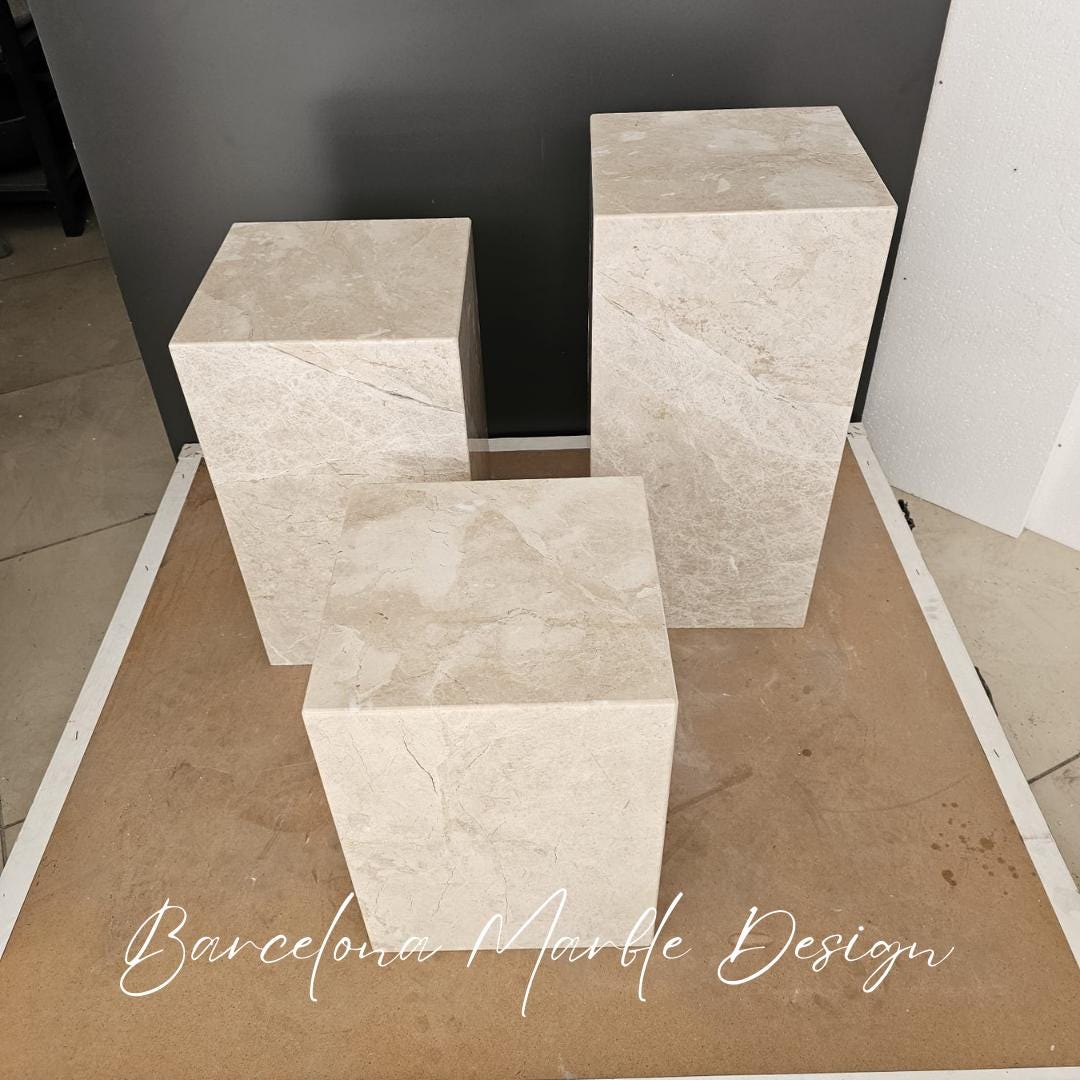 Beige Marble Plinth Table