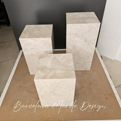 Beige Marble Plinth Table