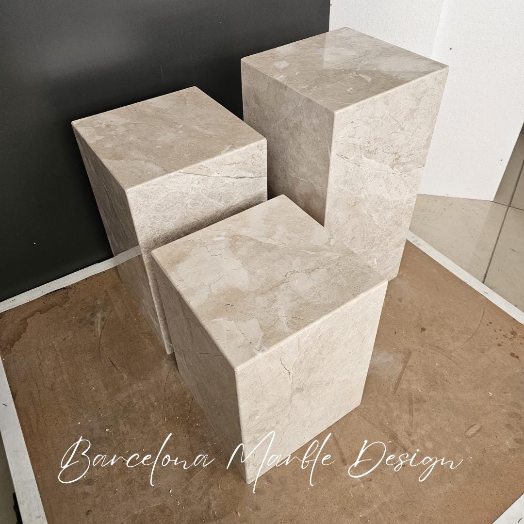 Beige Marble Plinth Table