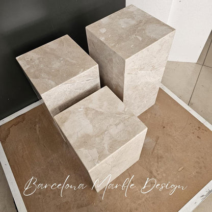 Beige Marble Plinth Table