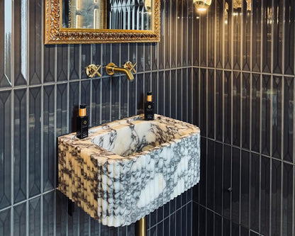 Calacatta Viola Fluted Marble Sink