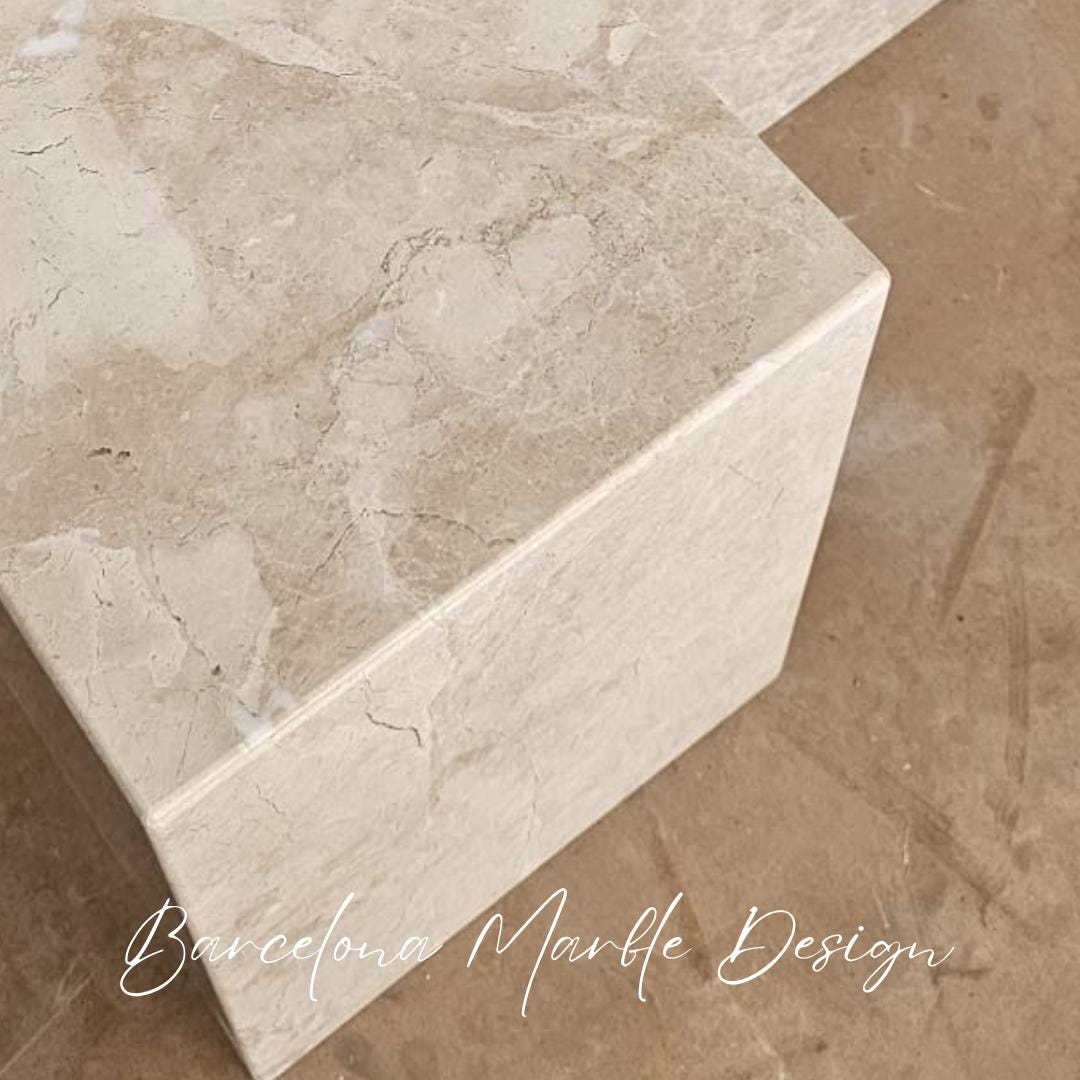 Beige Marble Plinth Table