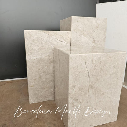 Beige Marble Plinth Table