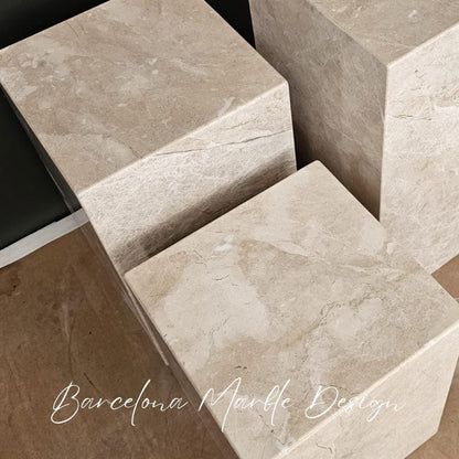 Beige Marble Plinth Table