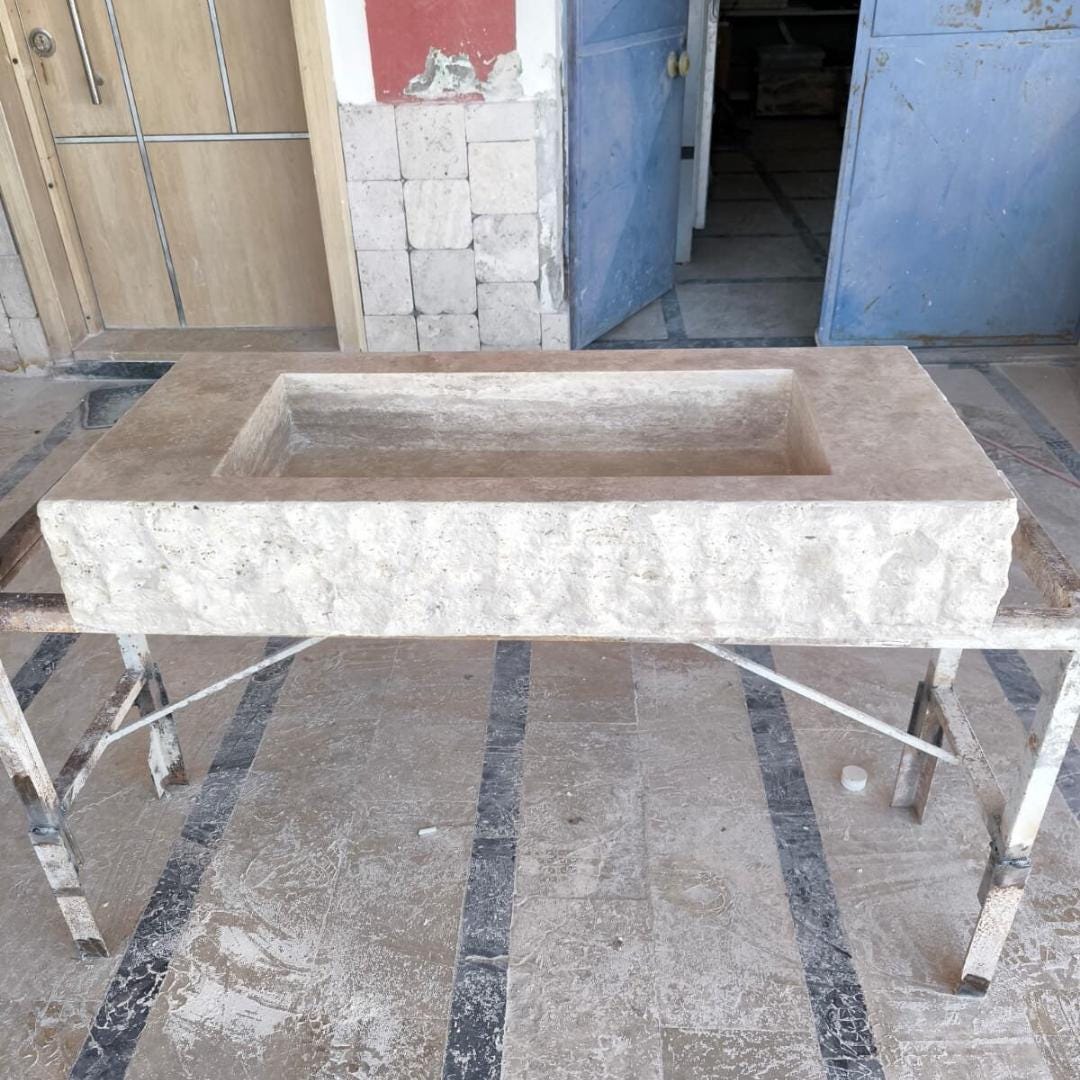Handmade Travertine Wall-Mount Sink