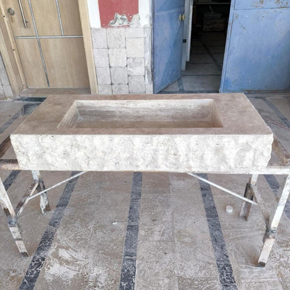 Handmade Travertine Wall-Mount Sink