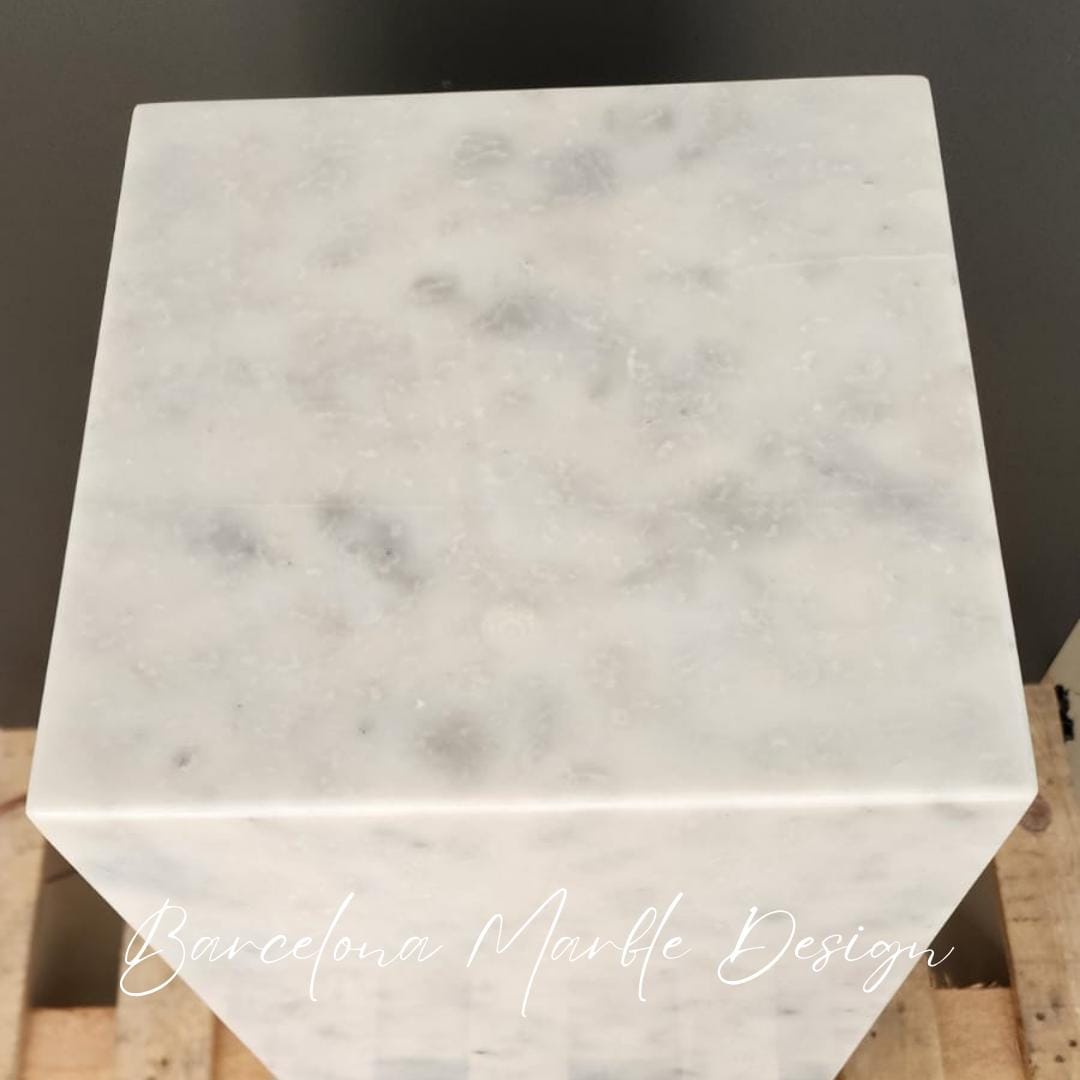 White Carrara Marble Side Table