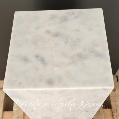 White Carrara Marble Side Table