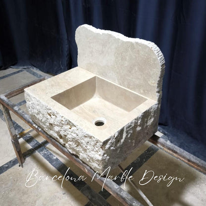 Travertine Sink with Backsplash