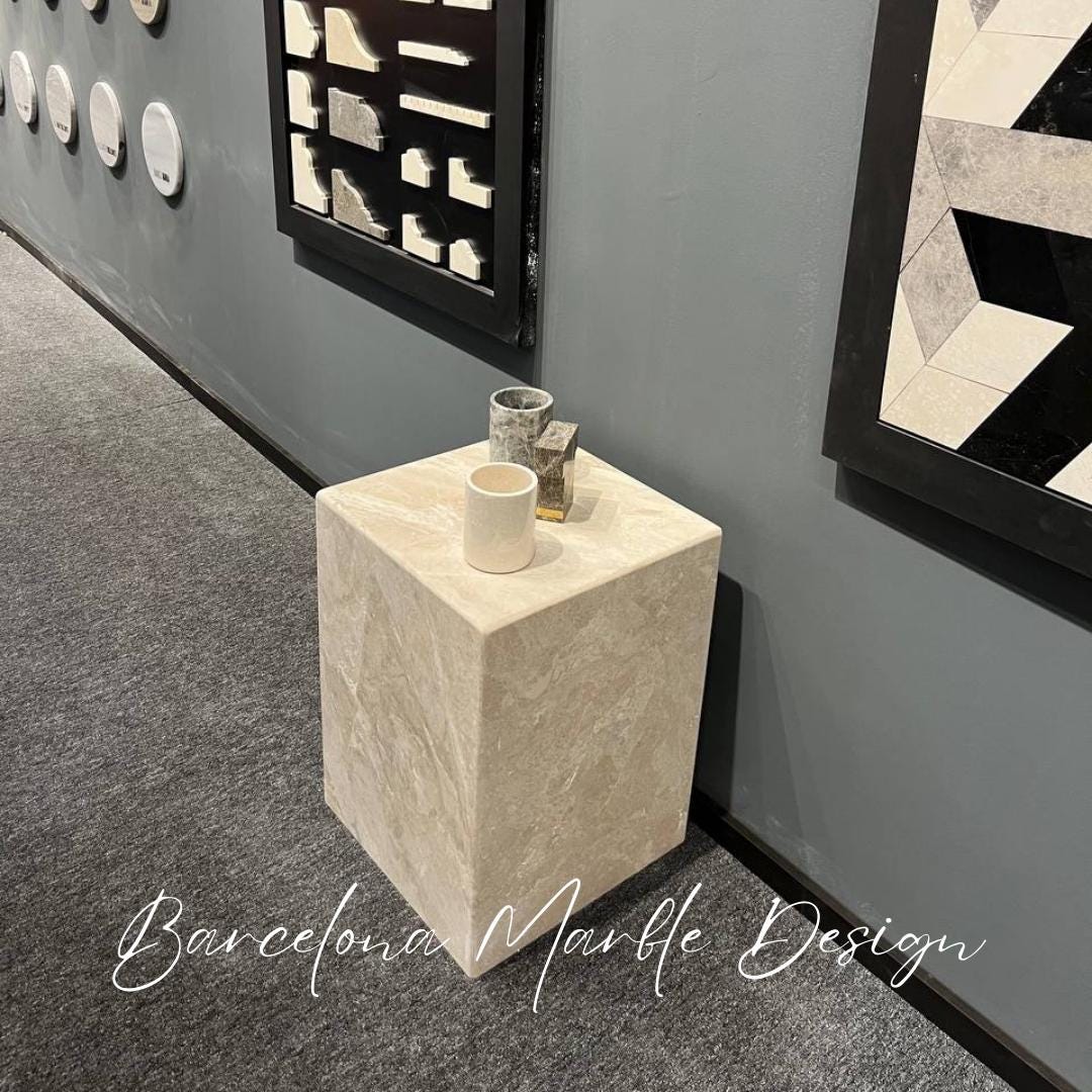 Travertine Plinth Side Table