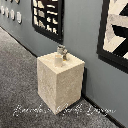 Travertine Plinth Side Table