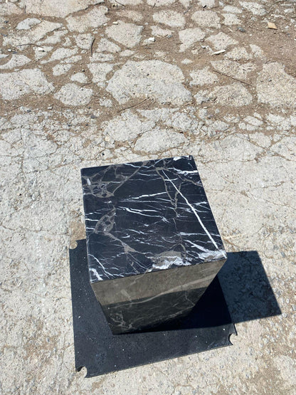 Nero Marquina Marble Side Table