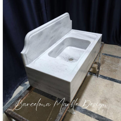 Carrara Marble Sink with Backsplash