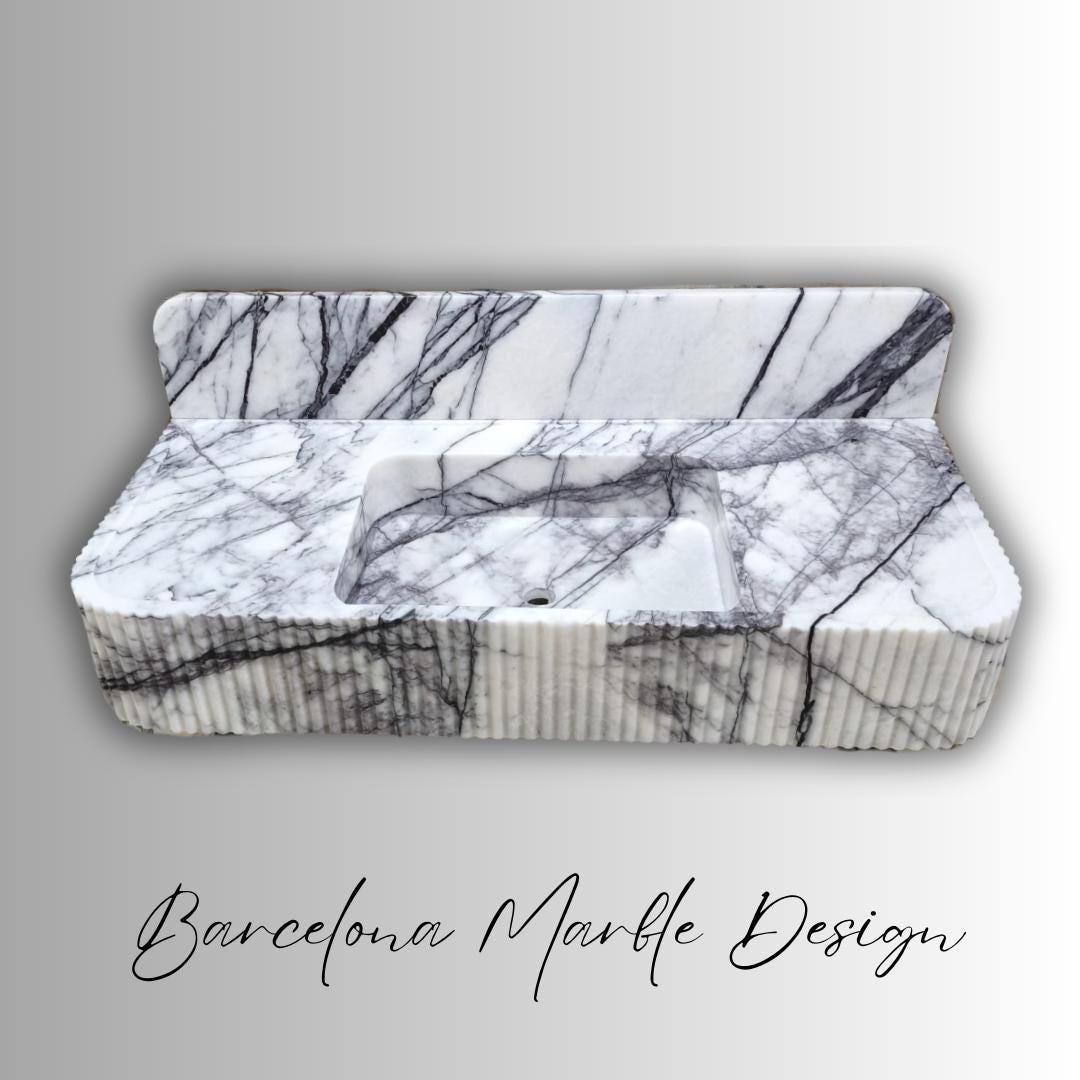 Lilac Marble Sink with Backsplash