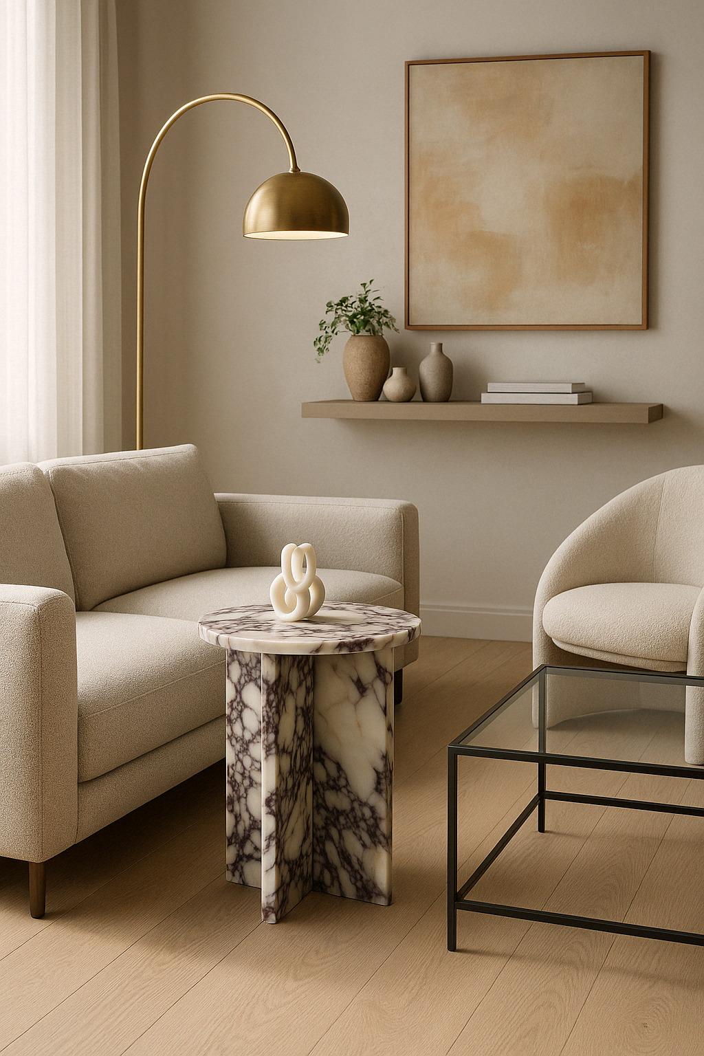 Calacatta Viola Marble Plinth Table