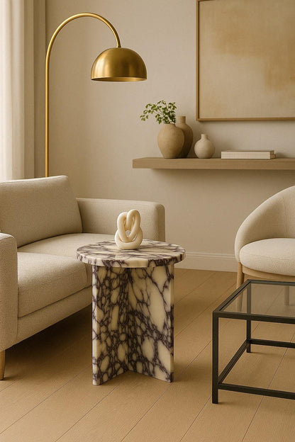 Calacatta Viola Marble Plinth Table