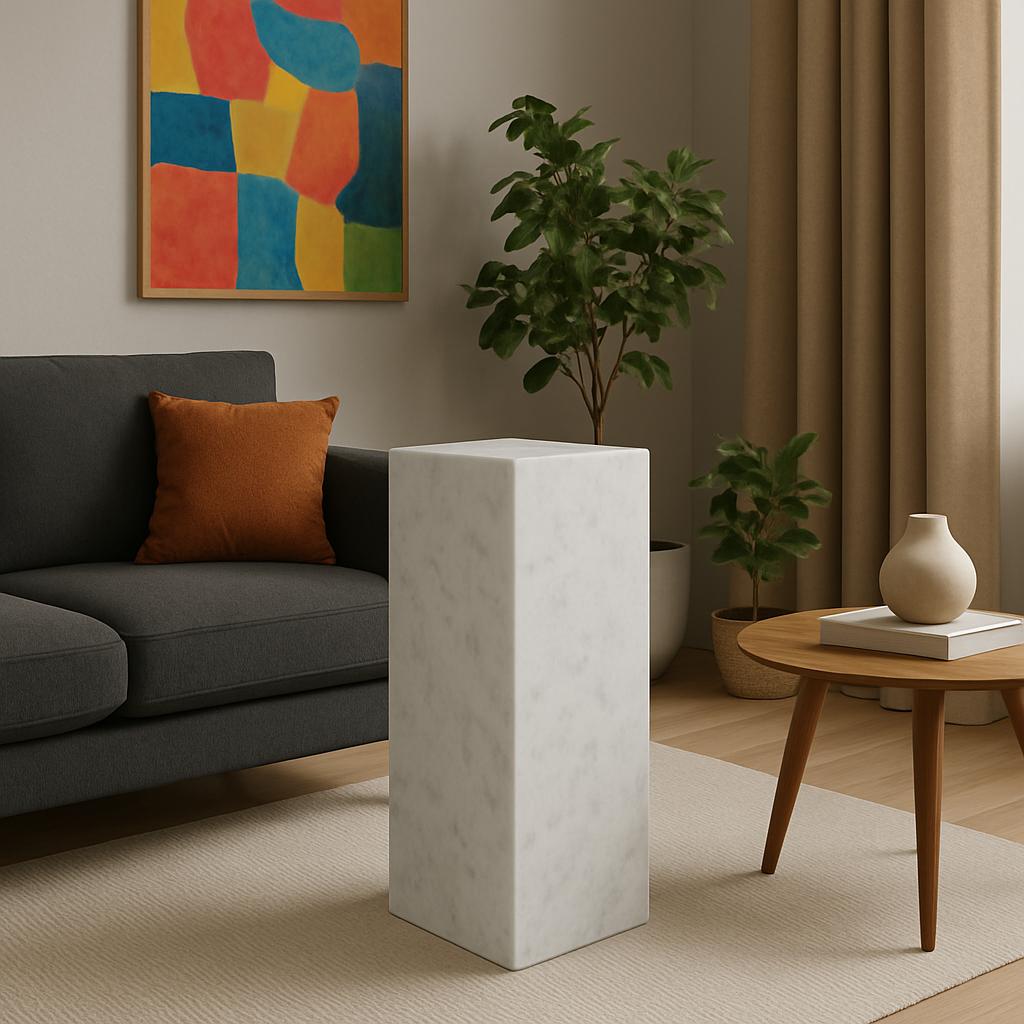 White Carrara Marble Side Table