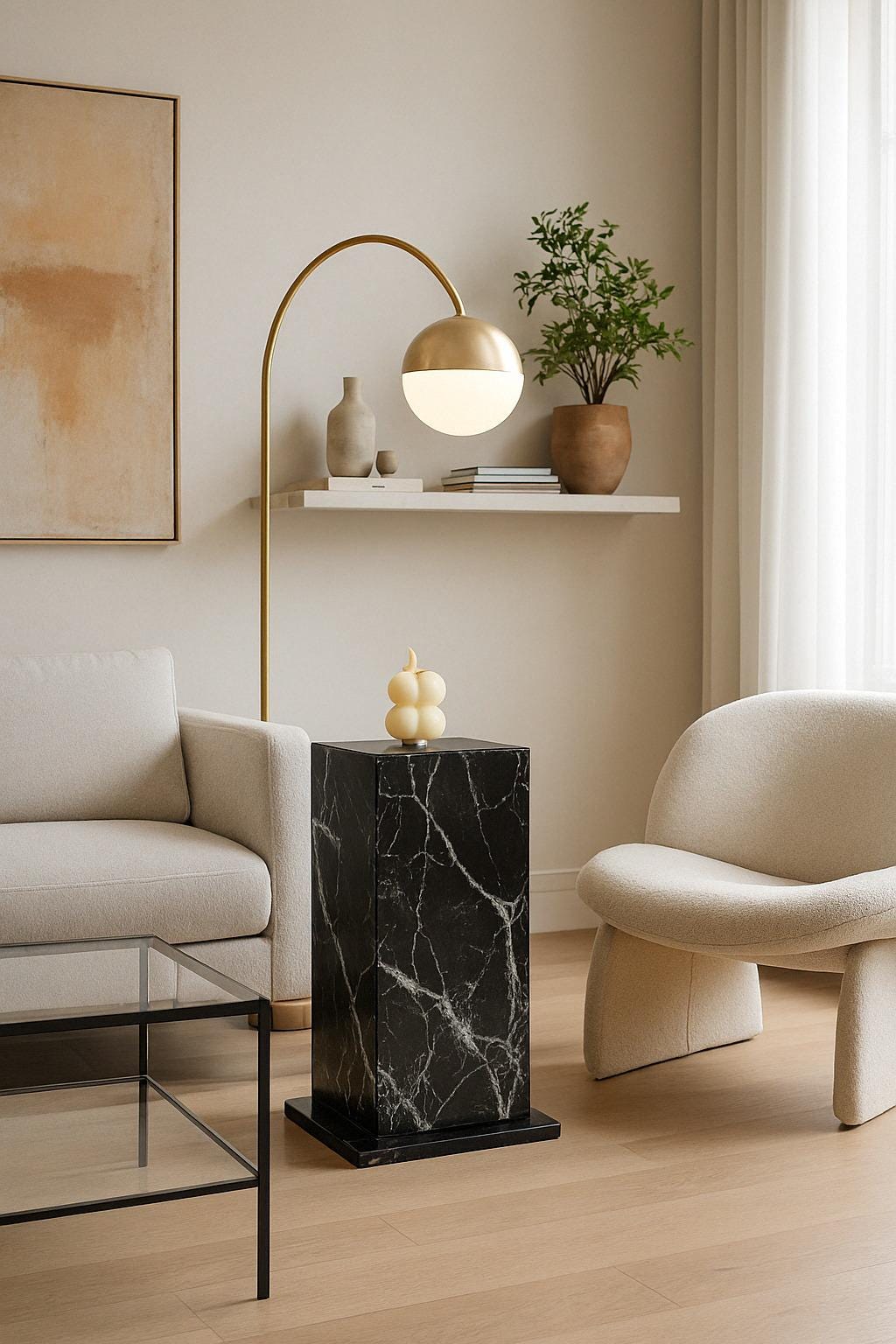 Nero Marquina Marble Side Table
